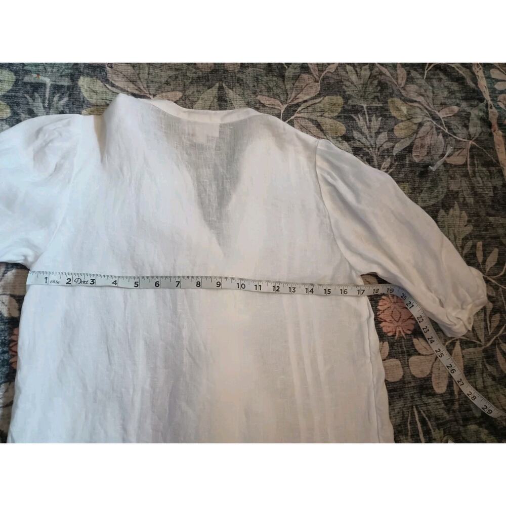 Charter Club Womens Luxury Linen Edwardian Top XS Button Cottage Old Money - Picture 9 of 9